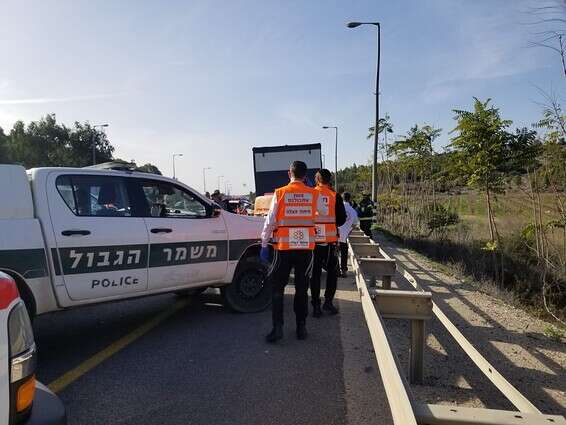 מחקירה ראשונית עולה שהרכב פגע במשאית שעמדה בשולי הדרך // צילום: איחוד והצלה